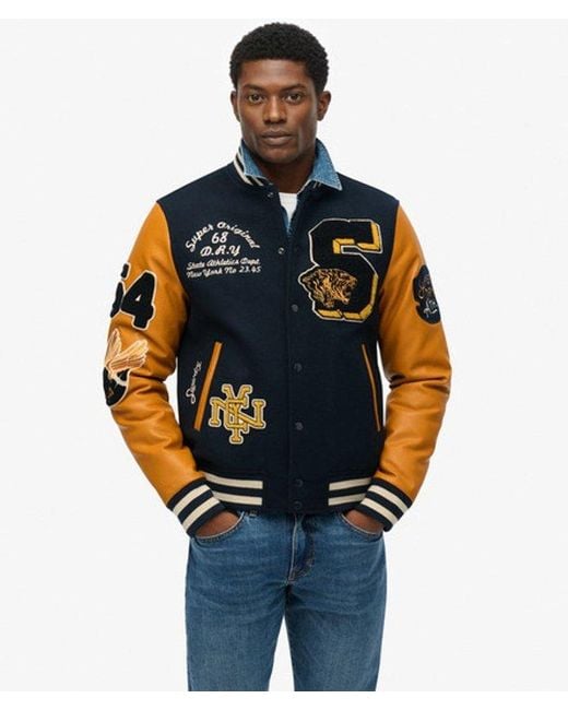 Superdry Blue & Co Vintage Patched Varsity Jacket for men