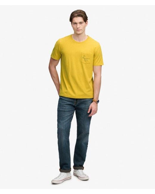 Superdry Yellow & Co Company Logo Relaxed Pocket T-shirt for men