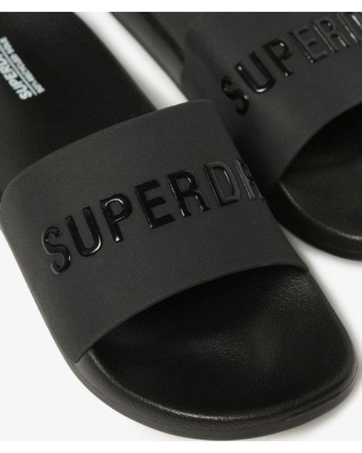 Superdry Black & Co Logo Pool Sliders for men