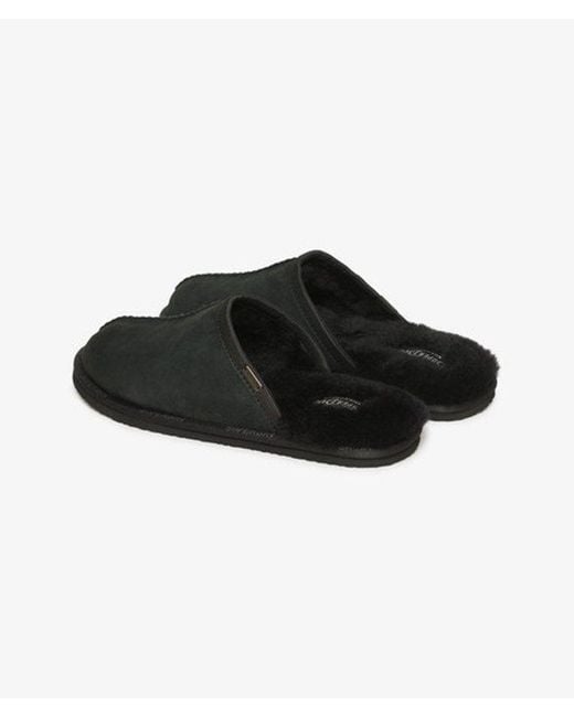 Superdry Black & Co Suede Mule Slippers for men