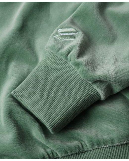 Superdry Wijdvallend Velours Sweatshirt Met Print En Ronde Hals in het Green