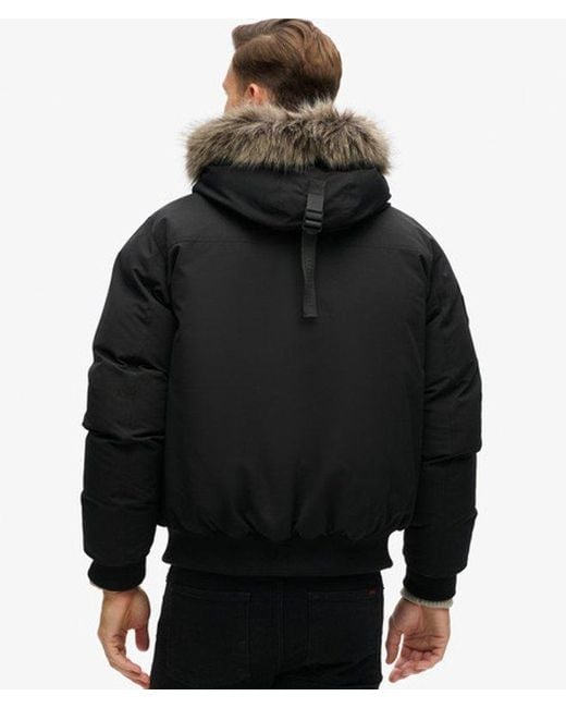Superdry Black Everest Faux Fur Bomber Jacket for men