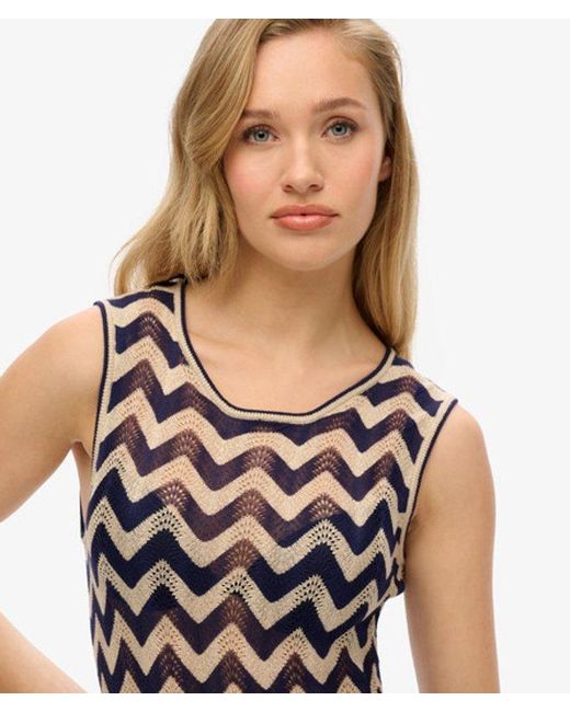 Superdry Blue & Co Zig Zag Knit Midi Dress