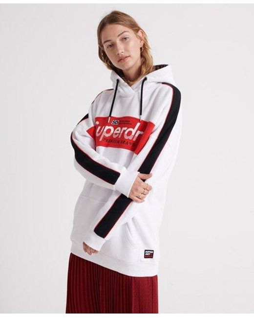 Superdry Red Kayla Colour Block Hoodie Optic