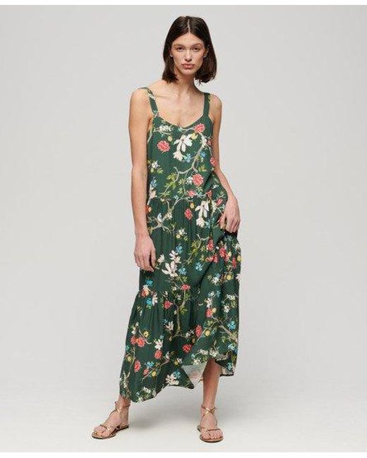 Superdry Green Woven Tiered Maxi Dress