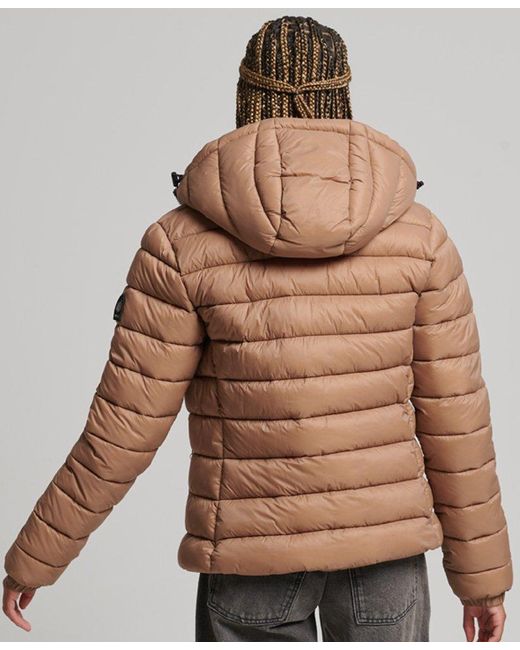 Superdry Hooded Classic Puffer Jacket Brown | Lyst