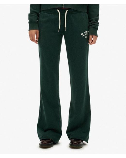 Superdry Athletic joggingbroek Met Wijde Pijpen En Borduursel in het Green