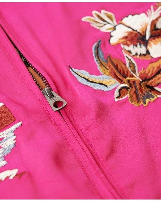 Superdry Pink Suikajan Embroidered Bomber Jacket