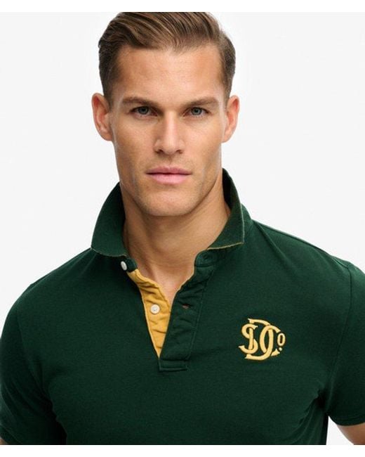 Superdry Green & Co Pique Monogram Polo Shirt for men