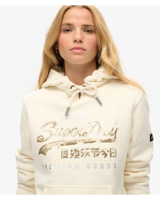 Superdry Natural & Co Embellished Vintage Logo Graphic Hoodie