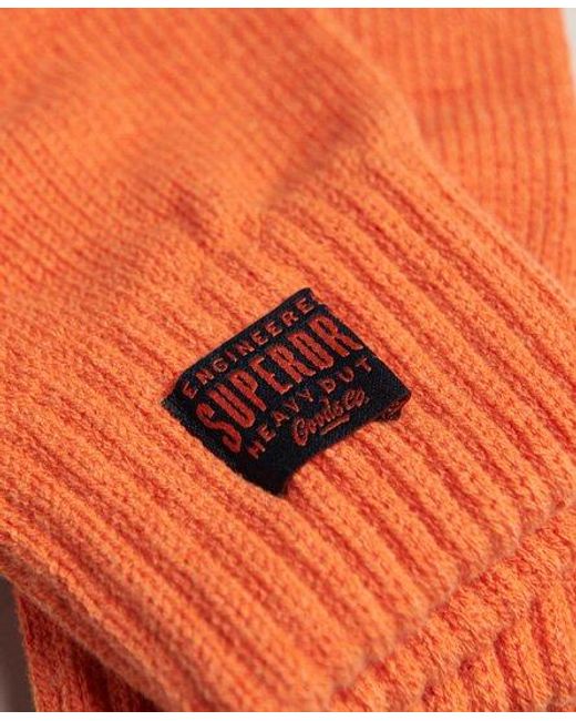 Superdry Orange Workwear Knitted Gloves