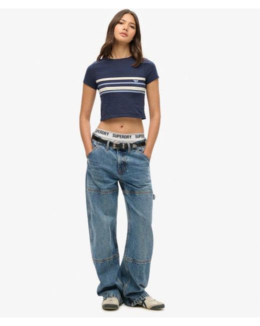 Superdry Blue & Co Vintage Stripe Crop T-shirt