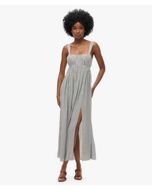 Superdry White & Co Geo Printed Tie Back Maxi Dress