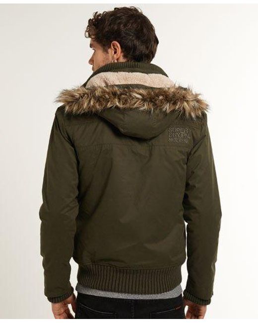Superdry Green Microfibre Windbomber Jacket Army/Cream for men