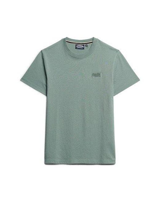 Superdry Green Organic Cotton Essential Logo Embroidered T-shirt for men