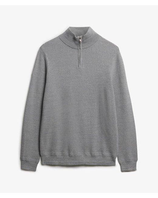 Homme Pull Texturé En Coton À Col Camionneur Taille Superdry pour homme en coloris Gray