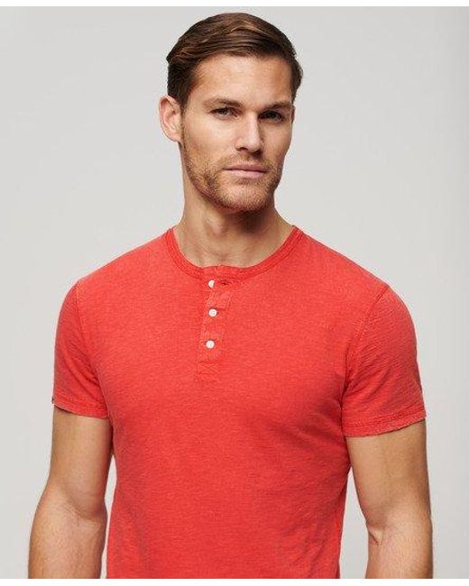 Superdry Red Short Sleeve Grandad Top for men