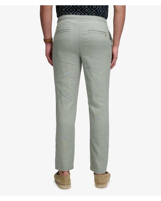 Superdry Blue Merchant Linen Pants for men