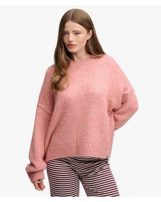 Superdry Pink Slouchy Brushed Knit Jumper