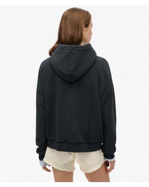 Femme Sweat À Capuche Décontracté Métallisé Vintage Logo Taille Superdry en coloris Black