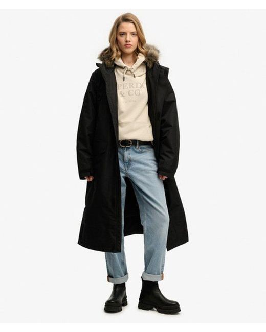 Superdry Black & Co Everest Faux Fur Waterproof & Co Robe