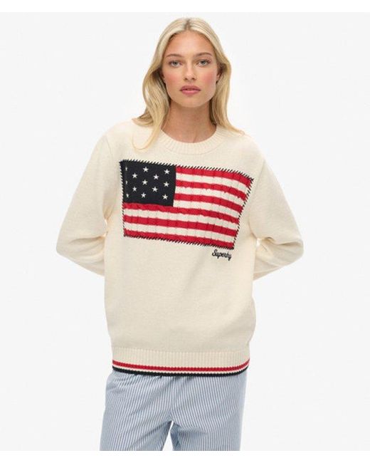 Superdry Red & Co Athletic Essentials Americana Flag Crew Knit