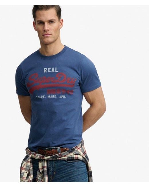 Superdry Blue Vintage Logo Classic T-Shirt for men