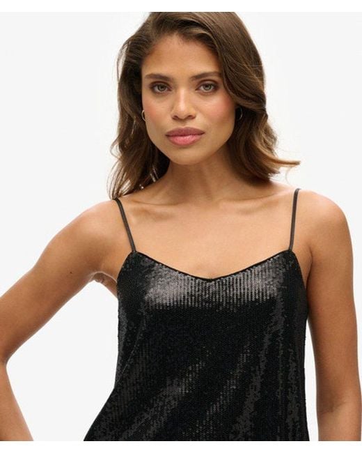 Superdry Black & Co Sequin Cami Vest Top