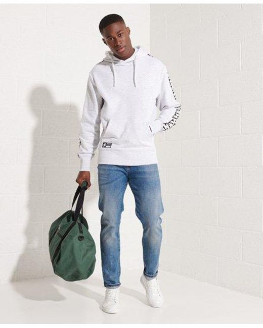 Superdry Gray Code Logo Tape Hoodie Ice Marl for men