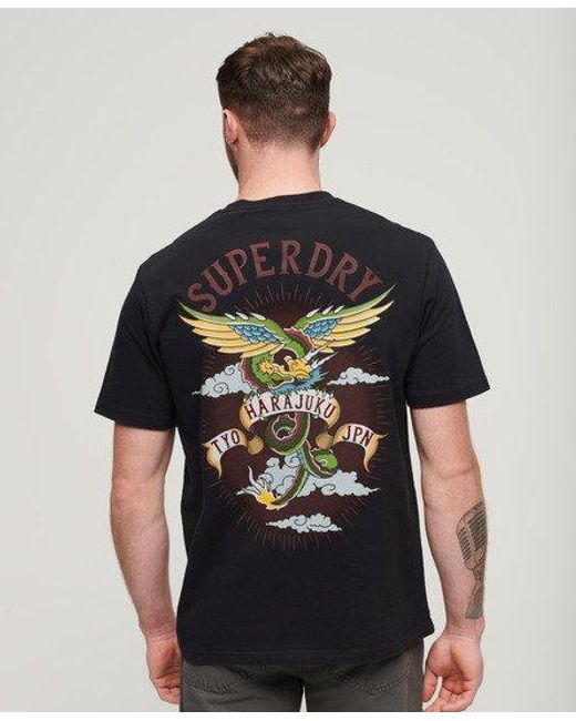 Superdry Black Tattoo Graphic Loose Fit T-shirt for men
