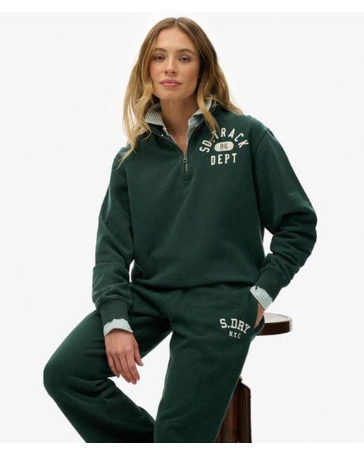 Superdry Green & Co Athletic Essentials Applique Half Zip Sweatshirt