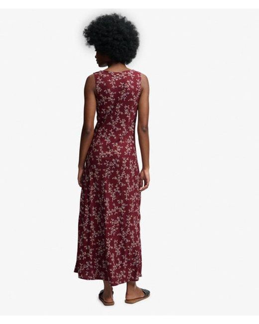 Superdry Red & Co Printed Sweetheart Maxi Dress
