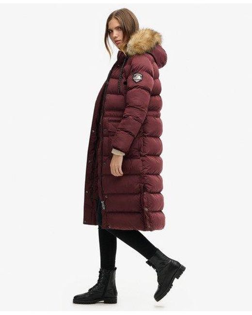 Superdry Red Everest Faux Fur Longline Coat