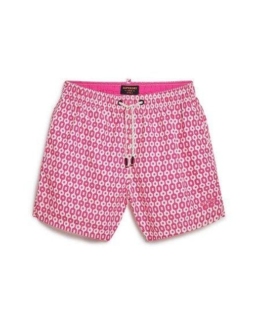 Superdry Pink Printed 15-inch Recycled Swim Shorts for men