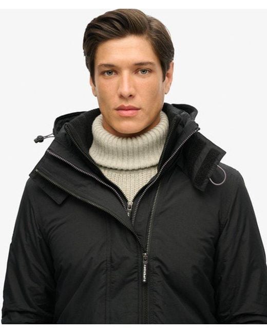 Superdry Black Pop Zip Hood Arctic Sd-Windcheater Jacket for men