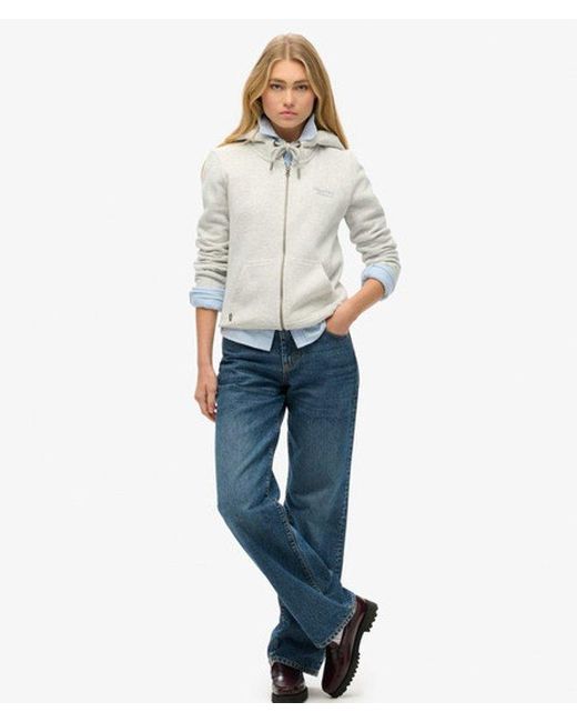 Superdry Gray & Co Ladies Classic Embroidered Logo Essential Zip Hoodie