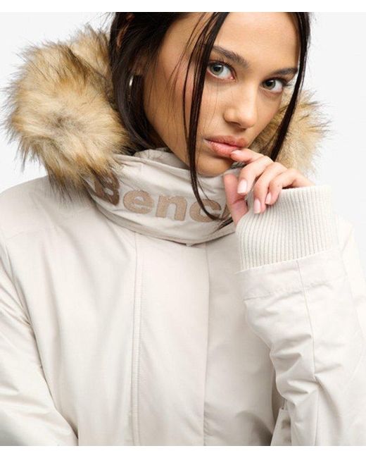 Superdry Natural Bench X & Co Bench Faux Fur Hooded Windcheater Jacket