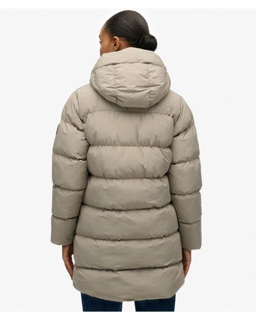 Superdry Gray & Co Hooded Sports Puffer Mid Length Jacket