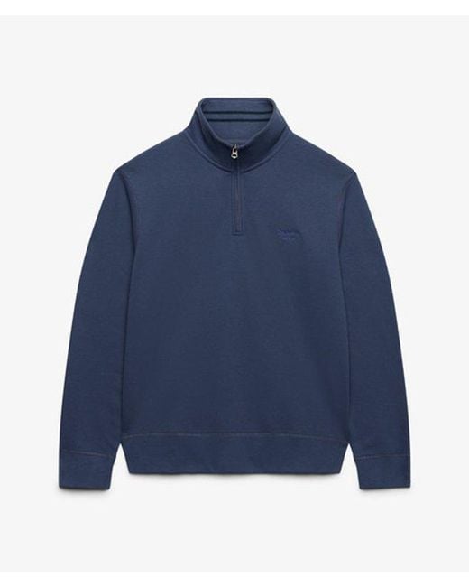 Superdry Blue & Co Essential Serif Logo Half Zip Sweatshirt for men