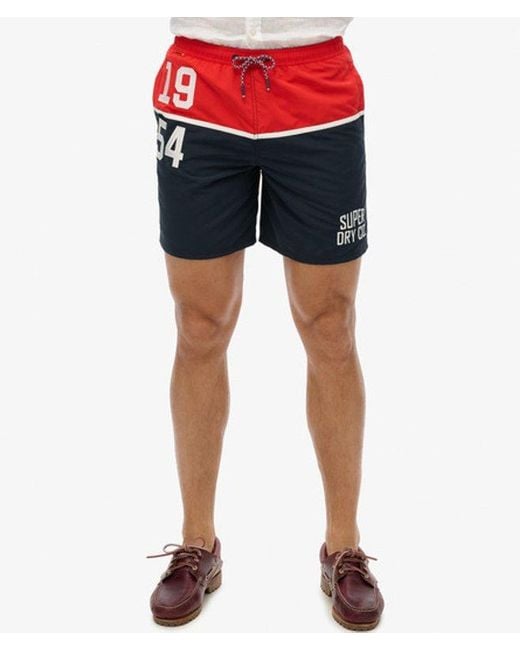 Superdry Red & Co Nautical Logo 17-inch Swim Shorts for men