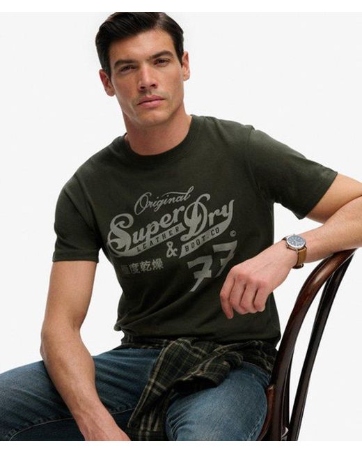 Superdry Green & Co Leather & Boot Co Script T-shirt for men