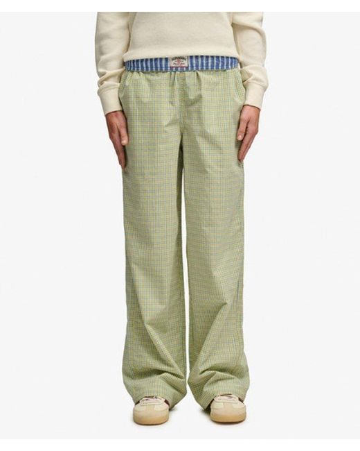 Superdry Green & Co Mini Check Cotton Trousers