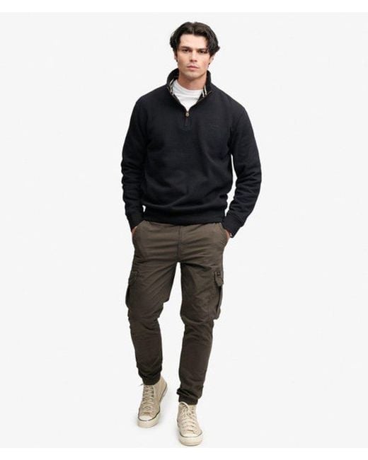 Superdry Black & Co Essential Serif Logo Half Zip Sweatshirt for men