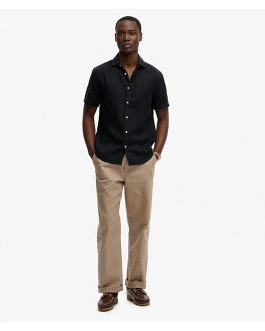 Superdry Black & Co Riviera Short Sleeve Linen Shirt for men