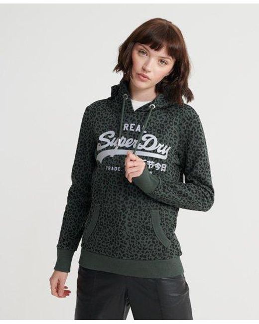 Superdry Vintage Logo Animal Print Hoodie Urban Chic in Black | Lyst