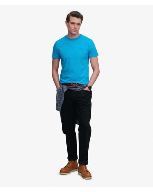 Superdry Blue Essential Logo Embroidered Neon T-Shirt for men