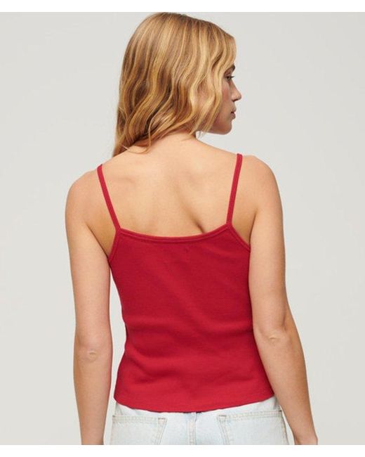 Superdry Red & Co Athletic College Graphic Rib Cami Top