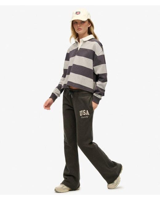 Superdry Athletic Essentials joggingbroek Met Lage Taille En Wijde Pijpen in het Gray