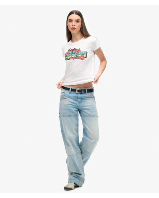 Superdry White & Co Cali Sticker Fitted T-shirt
