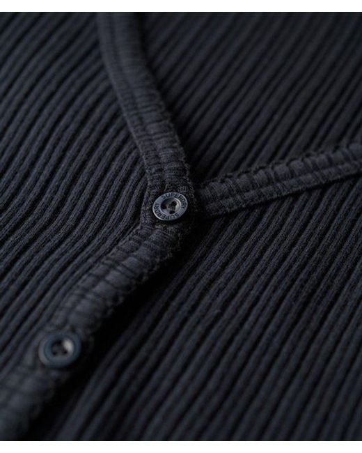 Superdry Black & Co Essential Button Through Long Sleeve Top